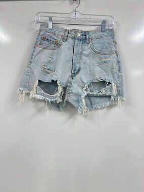 Signature8 NWT Distressed Denim Shorts Small High Rise Raw Hem Festival Grunge
